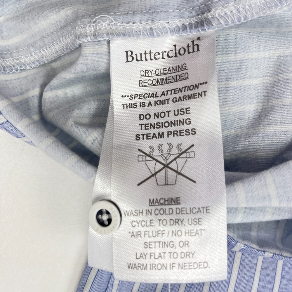 Buttercloth Dress Shirt Mens 2XL Blue Stripe Icy Cotton Regular Fit Stretch - Picture 12 of 13